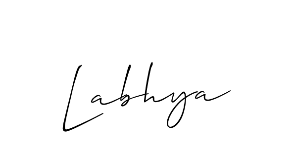 The best way (Allison_Script) to make a short signature is to pick only two or three words in your name. The name Labhya include a total of six letters. For converting this name. Labhya signature style 2 images and pictures png