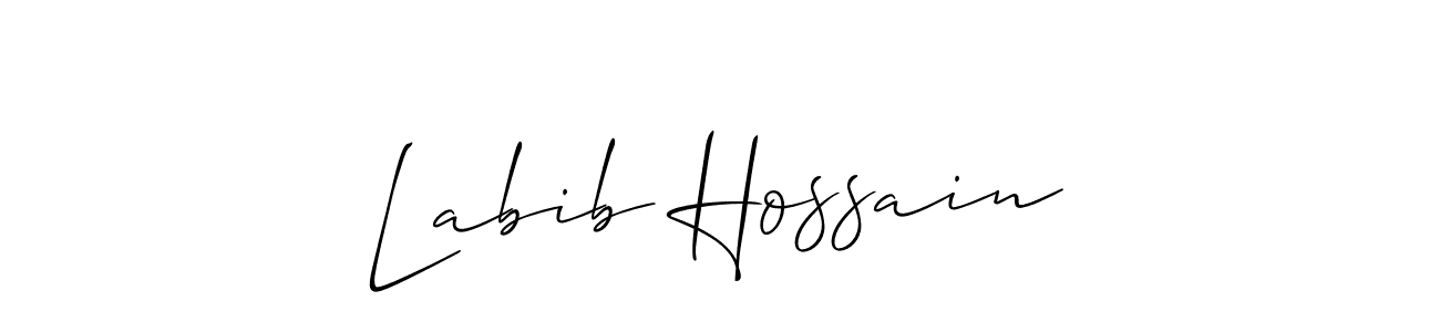 Labib Hossain stylish signature style. Best Handwritten Sign (Allison_Script) for my name. Handwritten Signature Collection Ideas for my name Labib Hossain. Labib Hossain signature style 2 images and pictures png