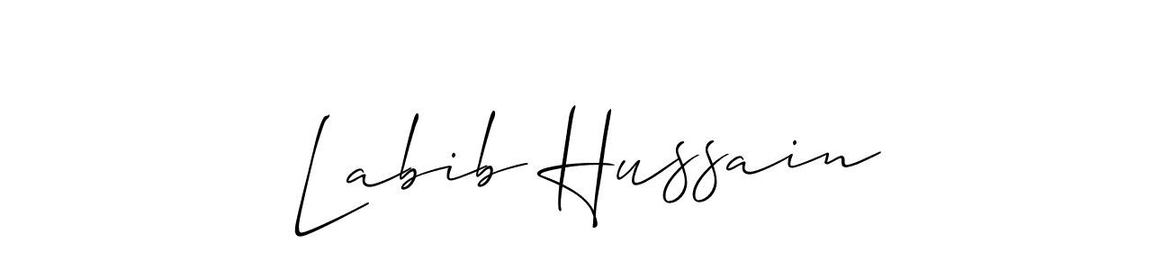 You should practise on your own different ways (Allison_Script) to write your name (Labib Hussain) in signature. don't let someone else do it for you. Labib Hussain signature style 2 images and pictures png