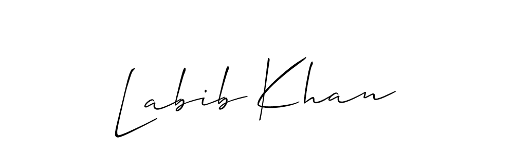 You should practise on your own different ways (Allison_Script) to write your name (Labib Khan) in signature. don't let someone else do it for you. Labib Khan signature style 2 images and pictures png