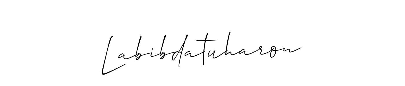 How to make Labibdatuharon name signature. Use Allison_Script style for creating short signs online. This is the latest handwritten sign. Labibdatuharon signature style 2 images and pictures png