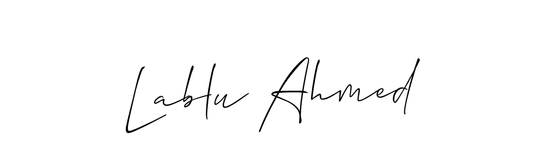 Make a beautiful signature design for name Lablu Ahmed. With this signature (Allison_Script) style, you can create a handwritten signature for free. Lablu Ahmed signature style 2 images and pictures png