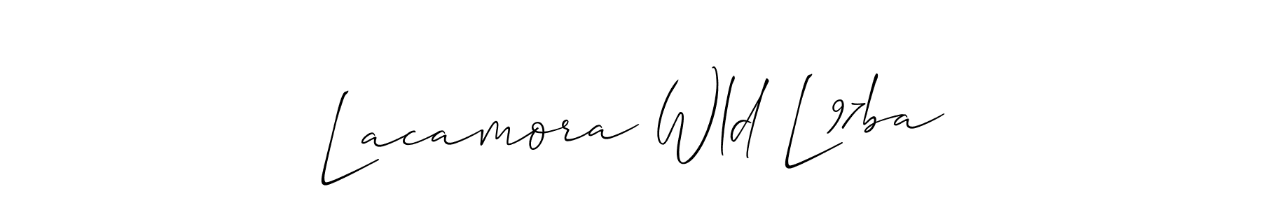 The best way (Allison_Script) to make a short signature is to pick only two or three words in your name. The name Lacamora Wld L97ba include a total of six letters. For converting this name. Lacamora Wld L97ba signature style 2 images and pictures png