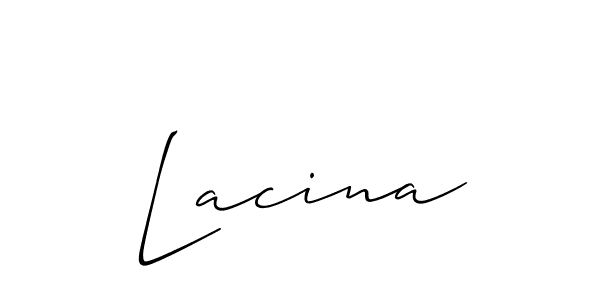 You should practise on your own different ways (Allison_Script) to write your name (Lacina) in signature. don't let someone else do it for you. Lacina signature style 2 images and pictures png