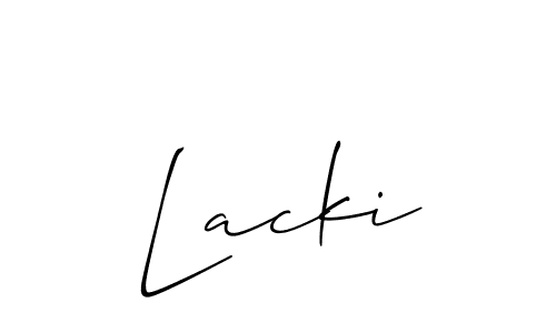 It looks lik you need a new signature style for name Lacki. Design unique handwritten (Allison_Script) signature with our free signature maker in just a few clicks. Lacki signature style 2 images and pictures png