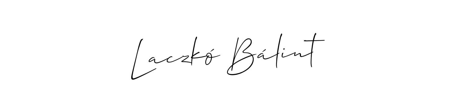 Similarly Allison_Script is the best handwritten signature design. Signature creator online .You can use it as an online autograph creator for name Laczkó Bálint. Laczkó Bálint signature style 2 images and pictures png