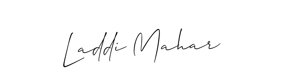 Make a beautiful signature design for name Laddi Mahar. With this signature (Allison_Script) style, you can create a handwritten signature for free. Laddi Mahar signature style 2 images and pictures png