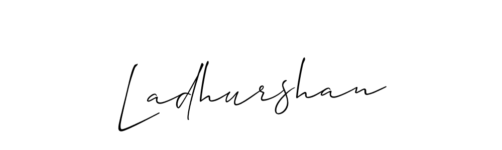 The best way (Allison_Script) to make a short signature is to pick only two or three words in your name. The name Ladhurshan include a total of six letters. For converting this name. Ladhurshan signature style 2 images and pictures png