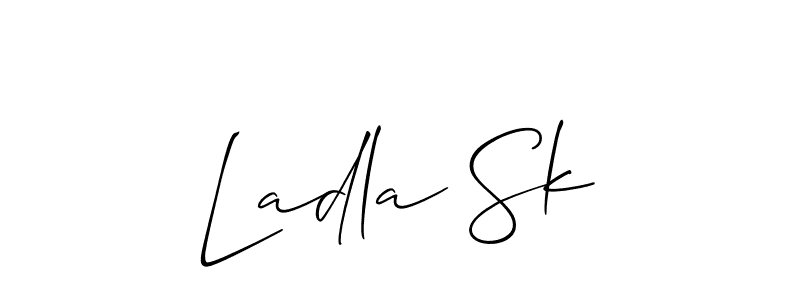 The best way (Allison_Script) to make a short signature is to pick only two or three words in your name. The name Ladla Sk include a total of six letters. For converting this name. Ladla Sk signature style 2 images and pictures png