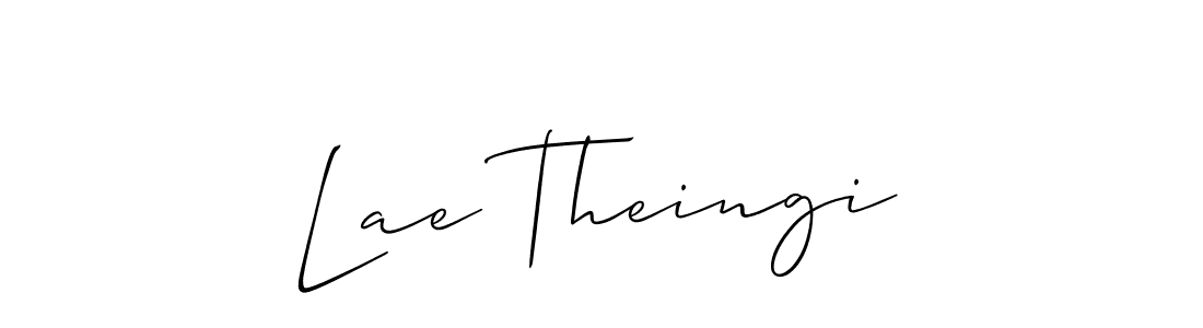 The best way (Allison_Script) to make a short signature is to pick only two or three words in your name. The name Lae Theingi include a total of six letters. For converting this name. Lae Theingi signature style 2 images and pictures png