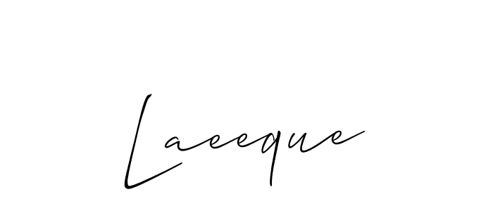 The best way (Allison_Script) to make a short signature is to pick only two or three words in your name. The name Laeeque include a total of six letters. For converting this name. Laeeque signature style 2 images and pictures png