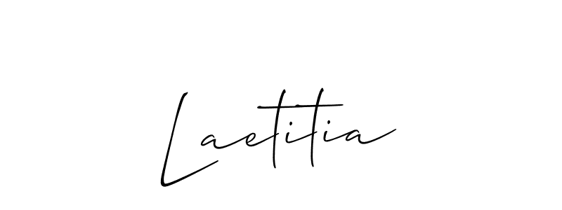 The best way (Allison_Script) to make a short signature is to pick only two or three words in your name. The name Laetitia include a total of six letters. For converting this name. Laetitia signature style 2 images and pictures png