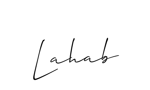 Use a signature maker to create a handwritten signature online. With this signature software, you can design (Allison_Script) your own signature for name Lahab. Lahab signature style 2 images and pictures png