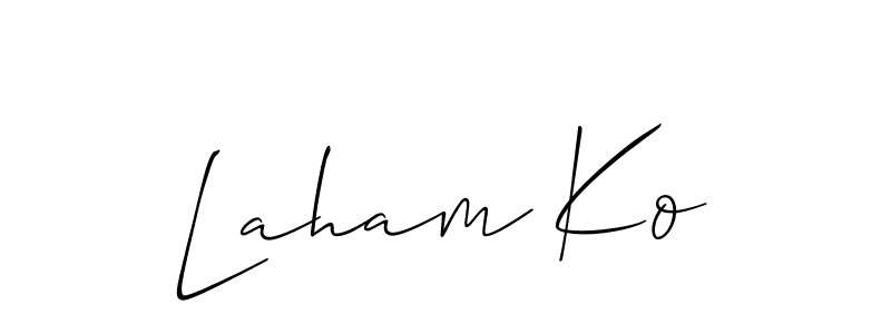 Create a beautiful signature design for name Laham Ko. With this signature (Allison_Script) fonts, you can make a handwritten signature for free. Laham Ko signature style 2 images and pictures png