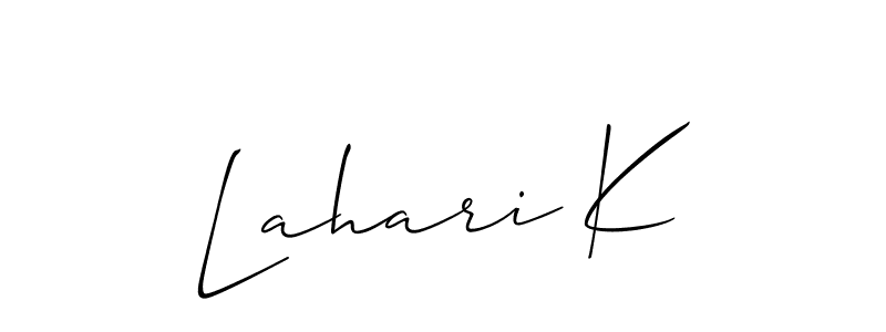 Once you've used our free online signature maker to create your best signature Allison_Script style, it's time to enjoy all of the benefits that Lahari K name signing documents. Lahari K signature style 2 images and pictures png