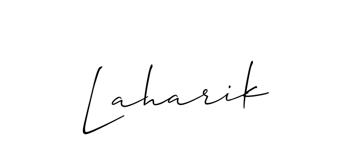 You should practise on your own different ways (Allison_Script) to write your name (Laharik) in signature. don't let someone else do it for you. Laharik signature style 2 images and pictures png