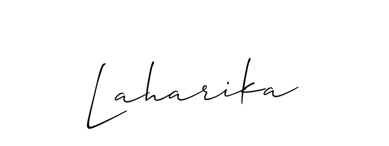 Make a beautiful signature design for name Laharika. With this signature (Allison_Script) style, you can create a handwritten signature for free. Laharika signature style 2 images and pictures png