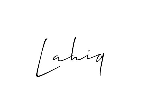 Allison_Script is a professional signature style that is perfect for those who want to add a touch of class to their signature. It is also a great choice for those who want to make their signature more unique. Get Lahiq name to fancy signature for free. Lahiq signature style 2 images and pictures png