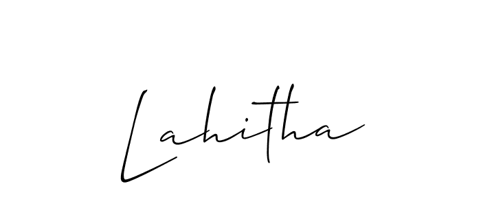 Make a beautiful signature design for name Lahitha. With this signature (Allison_Script) style, you can create a handwritten signature for free. Lahitha signature style 2 images and pictures png