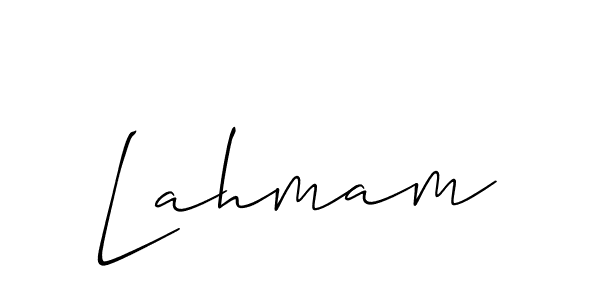 Design your own signature with our free online signature maker. With this signature software, you can create a handwritten (Allison_Script) signature for name Lahmam. Lahmam signature style 2 images and pictures png