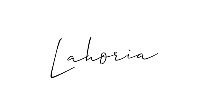 Make a beautiful signature design for name Lahoria. With this signature (Allison_Script) style, you can create a handwritten signature for free. Lahoria signature style 2 images and pictures png