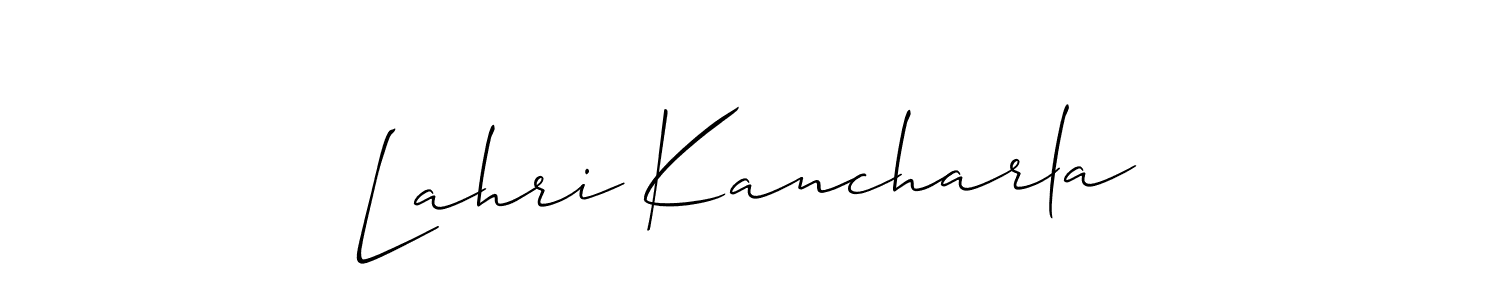 Make a beautiful signature design for name Lahri Kancharla. With this signature (Allison_Script) style, you can create a handwritten signature for free. Lahri Kancharla signature style 2 images and pictures png