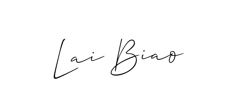 The best way (Allison_Script) to make a short signature is to pick only two or three words in your name. The name Lai Biao include a total of six letters. For converting this name. Lai Biao signature style 2 images and pictures png