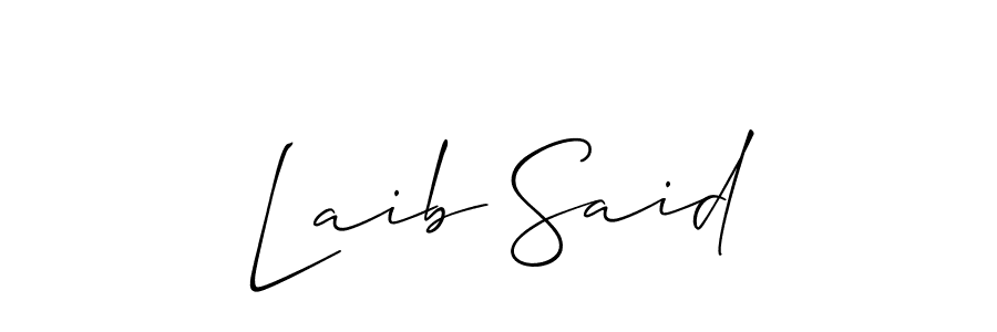 Use a signature maker to create a handwritten signature online. With this signature software, you can design (Allison_Script) your own signature for name Laib Said. Laib Said signature style 2 images and pictures png