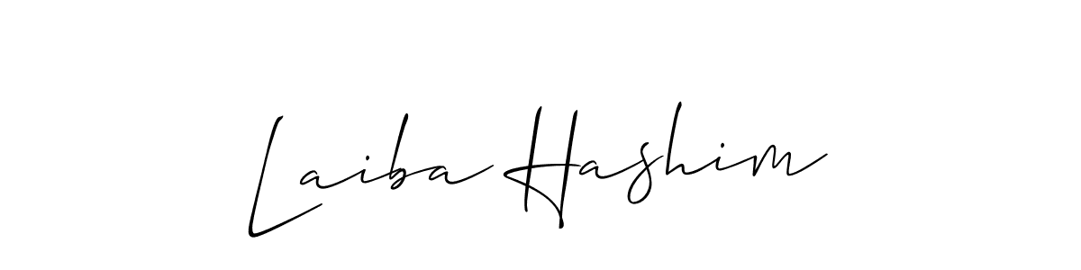 Allison_Script is a professional signature style that is perfect for those who want to add a touch of class to their signature. It is also a great choice for those who want to make their signature more unique. Get Laiba Hashim name to fancy signature for free. Laiba Hashim signature style 2 images and pictures png