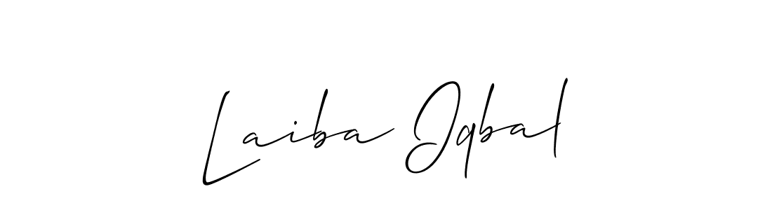 The best way (Allison_Script) to make a short signature is to pick only two or three words in your name. The name Laiba Iqbal include a total of six letters. For converting this name. Laiba Iqbal signature style 2 images and pictures png