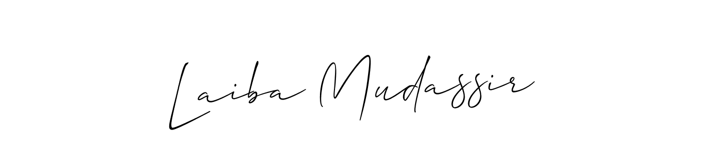 Use a signature maker to create a handwritten signature online. With this signature software, you can design (Allison_Script) your own signature for name Laiba Mudassir. Laiba Mudassir signature style 2 images and pictures png