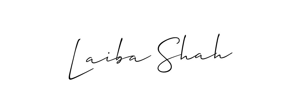 Allison_Script is a professional signature style that is perfect for those who want to add a touch of class to their signature. It is also a great choice for those who want to make their signature more unique. Get Laiba Shah name to fancy signature for free. Laiba Shah signature style 2 images and pictures png