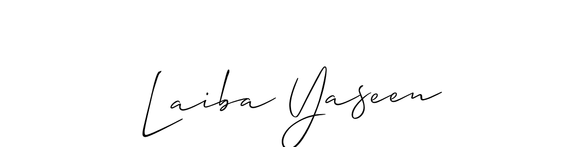 Also You can easily find your signature by using the search form. We will create Laiba Yaseen name handwritten signature images for you free of cost using Allison_Script sign style. Laiba Yaseen signature style 2 images and pictures png