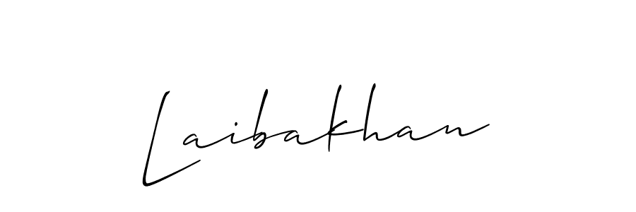 if you are searching for the best signature style for your name Laibakhan. so please give up your signature search. here we have designed multiple signature styles  using Allison_Script. Laibakhan signature style 2 images and pictures png