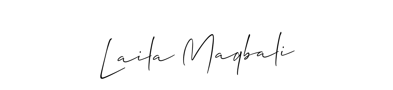 Create a beautiful signature design for name Laila Maqbali. With this signature (Allison_Script) fonts, you can make a handwritten signature for free. Laila Maqbali signature style 2 images and pictures png