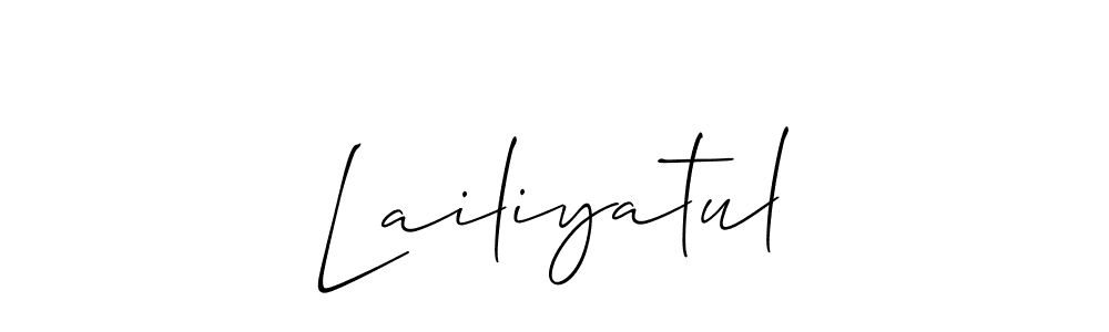 if you are searching for the best signature style for your name Lailiyatul. so please give up your signature search. here we have designed multiple signature styles  using Allison_Script. Lailiyatul signature style 2 images and pictures png