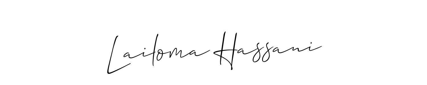 How to make Lailoma Hassani name signature. Use Allison_Script style for creating short signs online. This is the latest handwritten sign. Lailoma Hassani signature style 2 images and pictures png