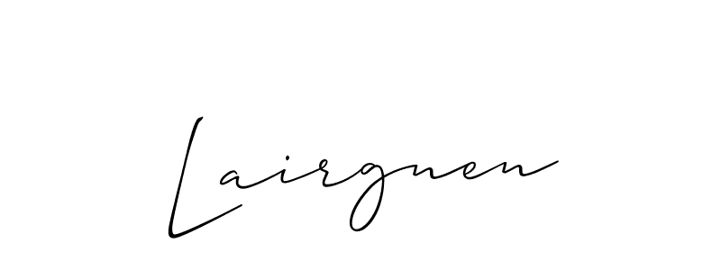 The best way (Allison_Script) to make a short signature is to pick only two or three words in your name. The name Lairgnen include a total of six letters. For converting this name. Lairgnen signature style 2 images and pictures png