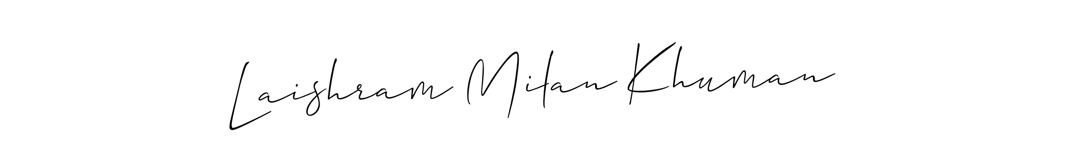 How to make Laishram Milan Khuman signature? Allison_Script is a professional autograph style. Create handwritten signature for Laishram Milan Khuman name. Laishram Milan Khuman signature style 2 images and pictures png