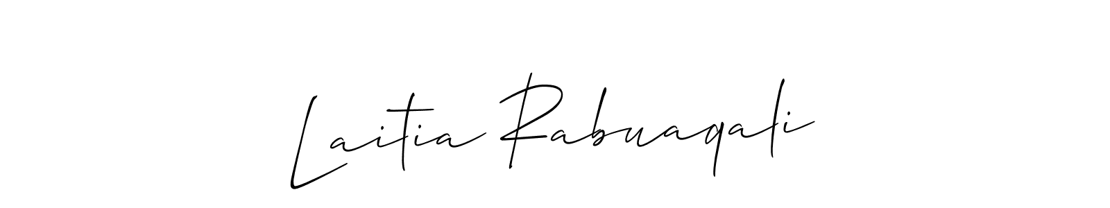 This is the best signature style for the Laitia Rabuaqali name. Also you like these signature font (Allison_Script). Mix name signature. Laitia Rabuaqali signature style 2 images and pictures png