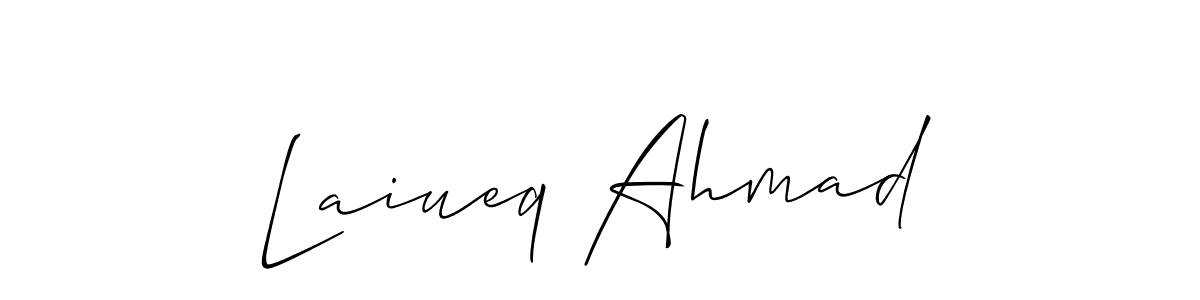 Make a short Laiueq Ahmad signature style. Manage your documents anywhere anytime using Allison_Script. Create and add eSignatures, submit forms, share and send files easily. Laiueq Ahmad signature style 2 images and pictures png