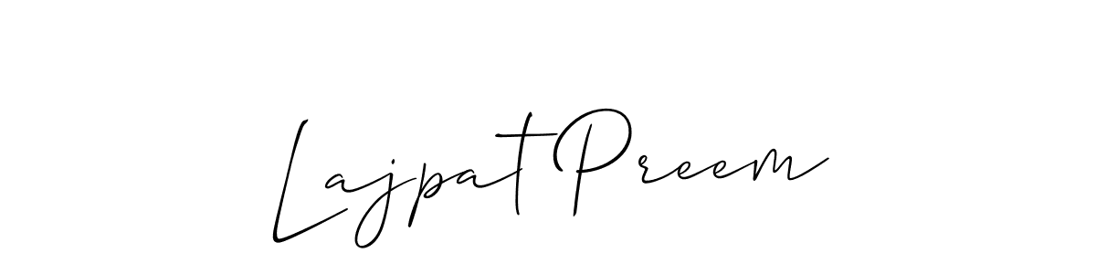The best way (Allison_Script) to make a short signature is to pick only two or three words in your name. The name Lajpat Preem include a total of six letters. For converting this name. Lajpat Preem signature style 2 images and pictures png
