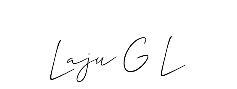 The best way (Allison_Script) to make a short signature is to pick only two or three words in your name. The name Laju G L include a total of six letters. For converting this name. Laju G L signature style 2 images and pictures png