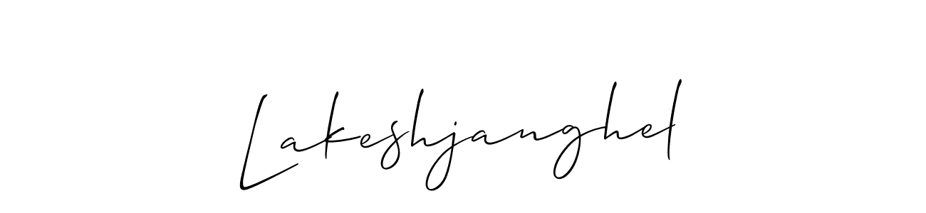 The best way (Allison_Script) to make a short signature is to pick only two or three words in your name. The name Lakeshjanghel include a total of six letters. For converting this name. Lakeshjanghel signature style 2 images and pictures png