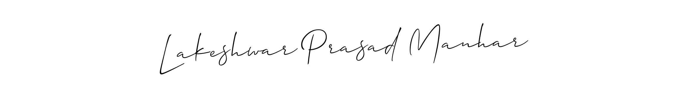 Allison_Script is a professional signature style that is perfect for those who want to add a touch of class to their signature. It is also a great choice for those who want to make their signature more unique. Get Lakeshwar Prasad Manhar name to fancy signature for free. Lakeshwar Prasad Manhar signature style 2 images and pictures png