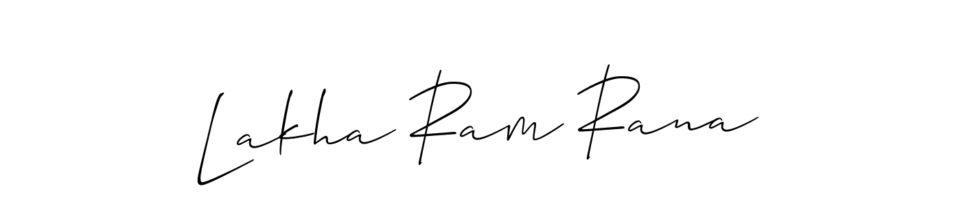 The best way (Allison_Script) to make a short signature is to pick only two or three words in your name. The name Lakha Ram Rana include a total of six letters. For converting this name. Lakha Ram Rana signature style 2 images and pictures png