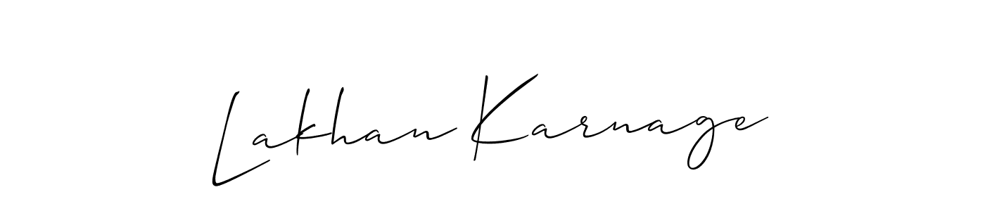 You should practise on your own different ways (Allison_Script) to write your name (Lakhan Karnage) in signature. don't let someone else do it for you. Lakhan Karnage signature style 2 images and pictures png