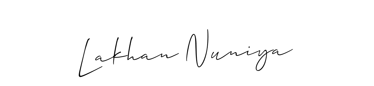 It looks lik you need a new signature style for name Lakhan Nuniya. Design unique handwritten (Allison_Script) signature with our free signature maker in just a few clicks. Lakhan Nuniya signature style 2 images and pictures png