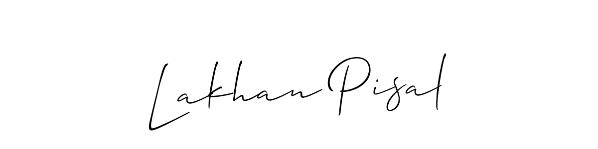 Allison_Script is a professional signature style that is perfect for those who want to add a touch of class to their signature. It is also a great choice for those who want to make their signature more unique. Get Lakhan Pisal name to fancy signature for free. Lakhan Pisal signature style 2 images and pictures png