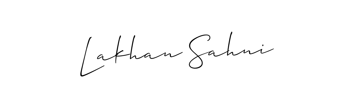 The best way (Allison_Script) to make a short signature is to pick only two or three words in your name. The name Lakhan Sahni include a total of six letters. For converting this name. Lakhan Sahni signature style 2 images and pictures png